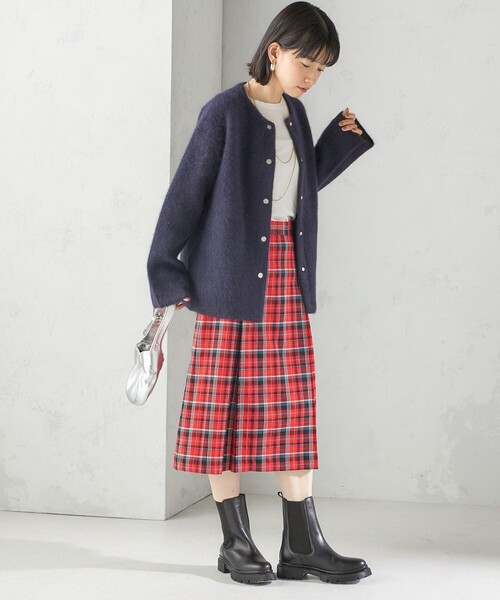 セール】フォックス ブレンド ノーカラー ニット コート（ノーカラー