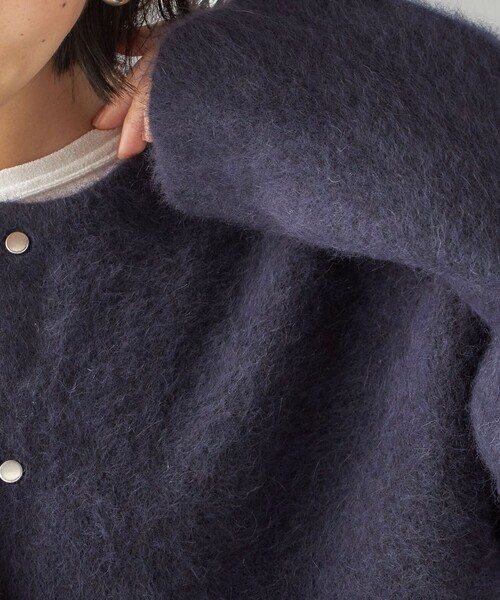 NOVESPAZIO 新品未使用品　ブルーフォックス　ニットコート　38サイズ SHIPS（シップス） ノーカラーコート コート フォックス ブレンド ノー