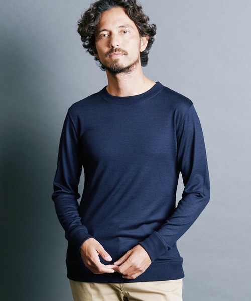 Magine（マージン）の「WOOL JERSEY PULLOVER KNITSAW L/S:ウールジャージ プルオーバー ニットソー ロングスリーブ（ニット/セーター・メンズ・チャコールグレー/ブラック/ネイビー/オリーブ・44/46/48）」の4枚目の写真