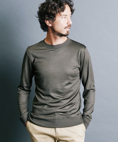 Magine（マージン）の「WOOL JERSEY PULLOVER KNITSAW L/S:ウールジャージ プルオーバー ニットソー ロングスリーブ（ニット/セーター・メンズ・チャコールグレー/ブラック/ネイビー/オリーブ・44/46/48）」の3枚目の写真