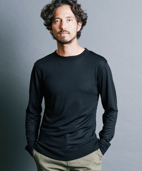 Magine（マージン）の「WOOL JERSEY PULLOVER KNITSAW L/S:ウールジャージ プルオーバー ニットソー ロングスリーブ（ニット/セーター・メンズ・チャコールグレー/ブラック/ネイビー/オリーブ・44/46/48）」の5枚目の写真