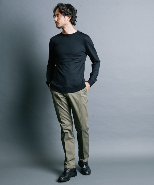 Magine（マージン）の「WOOL JERSEY PULLOVER KNITSAW L/S:ウールジャージ プルオーバー ニットソー ロングスリーブ（ニット/セーター・メンズ・チャコールグレー/ブラック/ネイビー/オリーブ・44/46/48）」の22枚目の写真