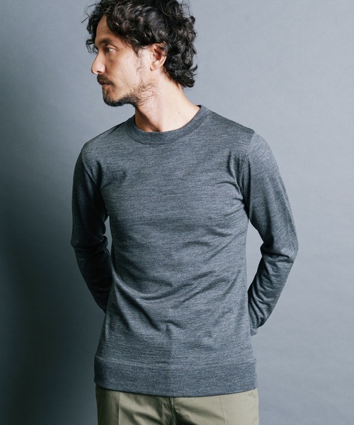 Magine（マージン）の「WOOL JERSEY PULLOVER KNITSAW L/S:ウールジャージ プルオーバー ニットソー ロングスリーブ（ニット/セーター・メンズ・チャコールグレー/ブラック/ネイビー/オリーブ・44/46/48）」の9枚目の写真