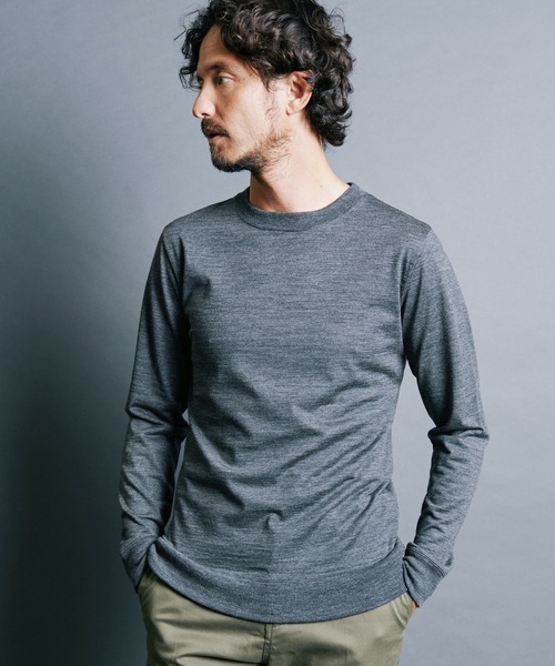Magine（マージン）の「WOOL JERSEY PULLOVER KNITSAW L/S:ウールジャージ プルオーバー ニットソー ロングスリーブ（ニット/セーター・メンズ・チャコールグレー/ブラック/ネイビー/オリーブ・44/46/48）」の12枚目の写真