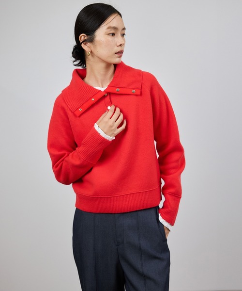 ROPE'(ロペ)の「接結ウールドットボタンハイネックニット/イージーケア(ニット/セーター・レディース・ブラック/レッド/オフホワイト・FREE)」の6枚目の写真