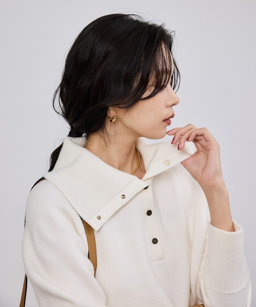 ROPE'(ロペ)の「接結ウールドットボタンハイネックニット/イージーケア(ニット/セーター・レディース・ブラック/レッド/オフホワイト・FREE)」の17枚目の写真