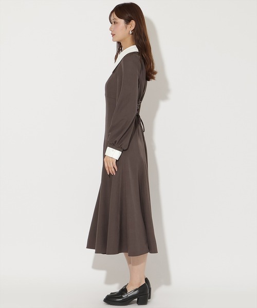 レイヤード襟フロントZIPワンピース