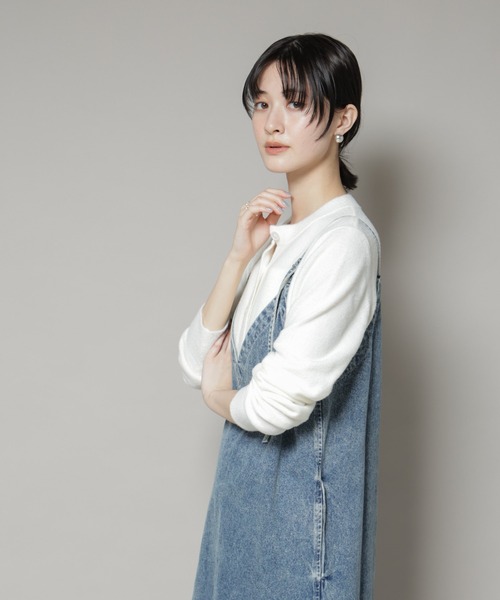 NANO universe（ナノユニバース）の「ミニラメシャギークルーネックカーディガン（カーディガン/ボレロ・レディース・グレー/ホワイト/チャコール・FREE）」の6枚目の写真