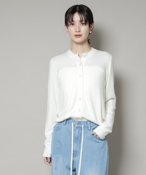 NANO universe（ナノユニバース）の「ミニラメシャギークルーネックカーディガン（カーディガン/ボレロ・レディース・グレー/ホワイト/チャコール・FREE）」の4枚目の写真