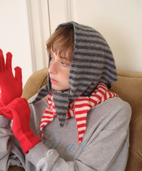 SANSeLF】 フードスカーフ ストライプパターン ストリート saa25a106