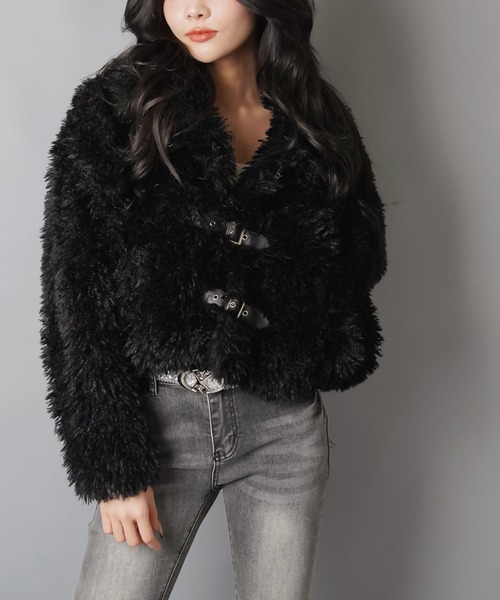 SPINNS（スピンズ）の「今期人気NO.1！まるでぬいぐるみ★愛され素材プードルファーコート（その他アウター・レディース・ブラック/アイボリー/グレイッシュベージュ・ONESIZE）」の20枚目の写真