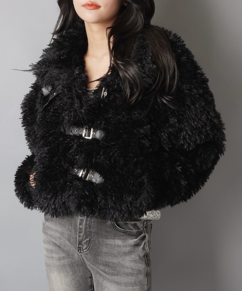 SPINNS（スピンズ）の「今期人気NO.1！まるでぬいぐるみ★愛され素材プードルファーコート（その他アウター・レディース・ブラック/アイボリー/グレイッシュベージュ・ONESIZE）」の21枚目の写真