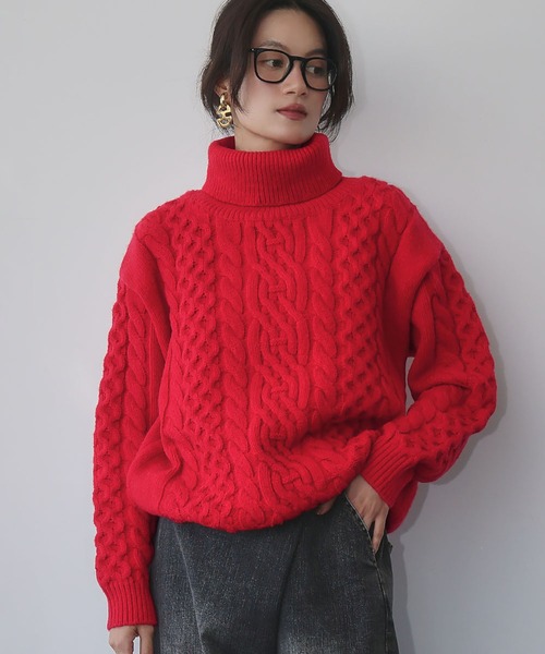 JUNYA WATANABE 赤ケーブルニットセーター JUNYA WATANABE 赤ケーブルニットセーター