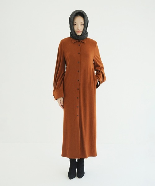 セール】POWER SHOULDER WOOL ONEPIECE（ワンピース）｜CLANE（クラネ