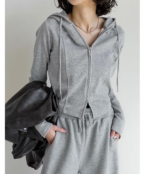 Re:EDIT（リエディ）の「[イージーケア]ライトダンボールビスチェラインパーカー（パーカー・レディース・ブラック/アイボリー/グレー/チャコールグレー・MEDIUM/LARGE）」の11枚目の写真