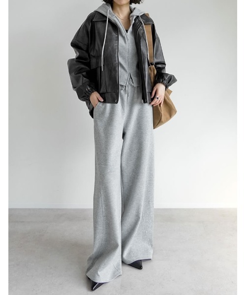 Re:EDIT（リエディ）の「[イージーケア]ライトダンボールビスチェラインパーカー（パーカー・レディース・ブラック/アイボリー/グレー/チャコールグレー・MEDIUM/LARGE）」の12枚目の写真