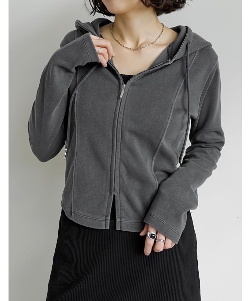 Re:EDIT（リエディ）の「[イージーケア]ライトダンボールビスチェラインパーカー（パーカー・レディース・ブラック/アイボリー/グレー/チャコールグレー・MEDIUM/LARGE）」の20枚目の写真