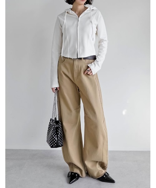 Re:EDIT（リエディ）の「[イージーケア]ライトダンボールビスチェラインパーカー（パーカー・レディース・ブラック/アイボリー/グレー/チャコールグレー・MEDIUM/LARGE）」の14枚目の写真