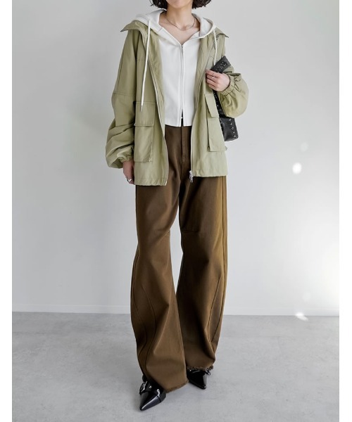 Re:EDIT（リエディ）の「[イージーケア]ライトダンボールビスチェラインパーカー（パーカー・レディース・ブラック/アイボリー/グレー/チャコールグレー・MEDIUM/LARGE）」の17枚目の写真