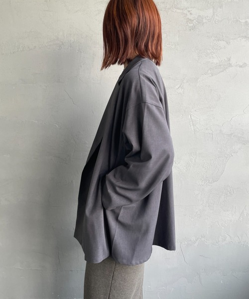mizuiroind（ミズイロインド）の「[mizuiro ind/ミズイロインド] テーラード シャツジャケット（テーラードジャケット・レディース・ブラック/ライトグレー・F）」の17枚目の写真