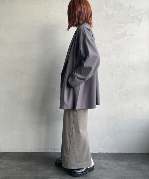 mizuiroind（ミズイロインド）の「[mizuiro ind/ミズイロインド] テーラード シャツジャケット（テーラードジャケット・レディース・ブラック/ライトグレー・F）」の20枚目の写真
