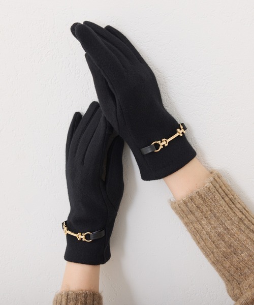 PAPILLONNER（パピヨネ）の「ビット付きグローブ（手袋・レディース・ブラック/ベージュ・FREE）」の2枚目の写真