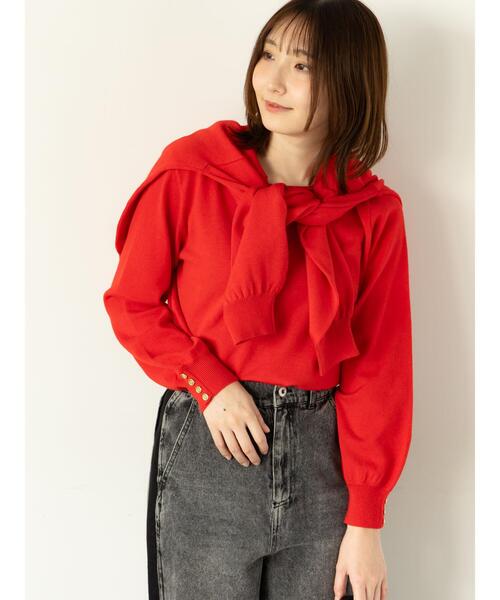 Te chichi TERRASSE(テチチテラス)の「袖口金釦クルーネックニット(ニット/セーター・レディース・レッド/ブラック/ブルー/グレー・F)」の11枚目の写真