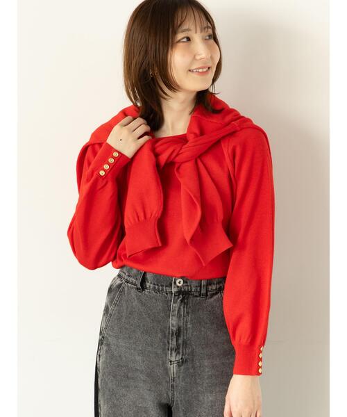 Te chichi TERRASSE(テチチテラス)の「袖口金釦クルーネックニット(ニット/セーター・レディース・レッド/ブラック/ブルー/グレー・F)」の12枚目の写真