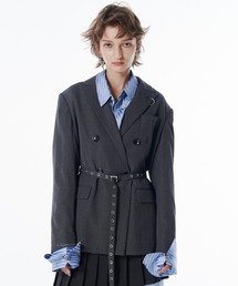 JOSE MOON ジョゼムーン ウエストコンシャス オーバージャケット グレー JOSE MOON（ジョゼムーン）の「WAIST CONSCIOUS OVER JACKET