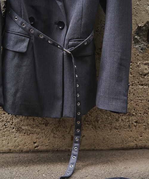 JOSE MOON（ジョゼムーン）の「BELTED TAILORED JACKET/ベルテッドテーラードジャケット（テーラードジャケット・レディース・ブラック/グレー・38/36）」の22枚目の写真