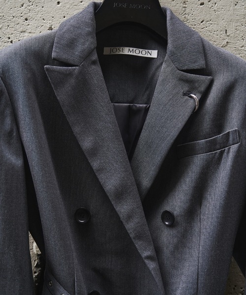 JOSE MOON（ジョゼムーン）の「BELTED TAILORED JACKET/ベルテッドテーラードジャケット（テーラードジャケット・レディース・ブラック/グレー・38/36）」の21枚目の写真