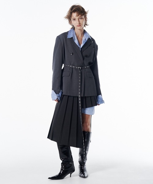 JOSE MOON（ジョゼムーン）の「BELTED TAILORED JACKET/ベルテッドテーラードジャケット（テーラードジャケット・レディース・ブラック/グレー・38/36）」の6枚目の写真