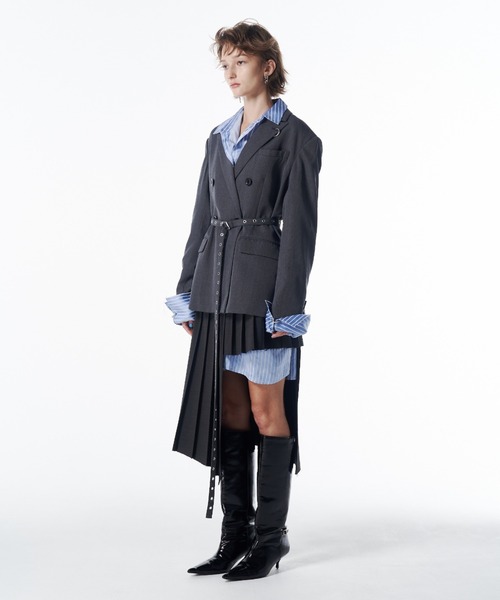 JOSE MOON（ジョゼムーン）の「BELTED TAILORED JACKET/ベルテッドテーラードジャケット（テーラードジャケット・レディース・ブラック/グレー・38/36）」の7枚目の写真