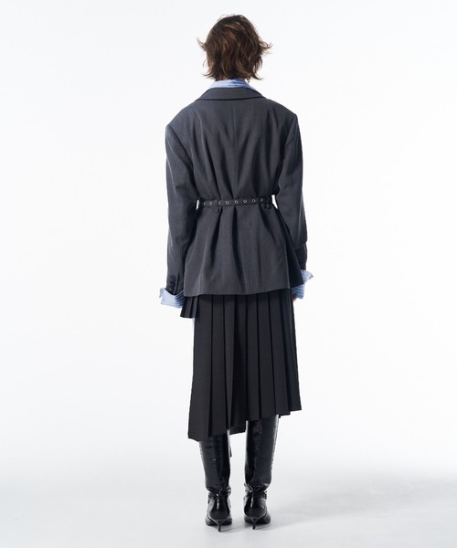 JOSE MOON（ジョゼムーン）の「BELTED TAILORED JACKET/ベルテッドテーラードジャケット（テーラードジャケット・レディース・ブラック/グレー・38/36）」の8枚目の写真