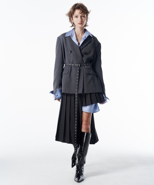 JOSE MOON（ジョゼムーン）の「BELTED TAILORED JACKET/ベルテッドテーラードジャケット（テーラードジャケット・レディース・ブラック/グレー・38/36）」の10枚目の写真