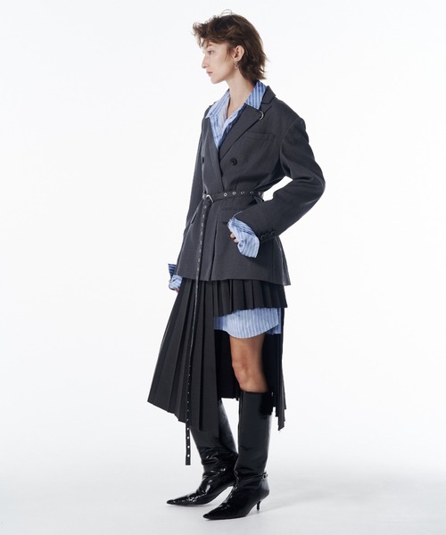 JOSE MOON（ジョゼムーン）の「BELTED TAILORED JACKET/ベルテッドテーラードジャケット（テーラードジャケット・レディース・ブラック/グレー・38/36）」の11枚目の写真