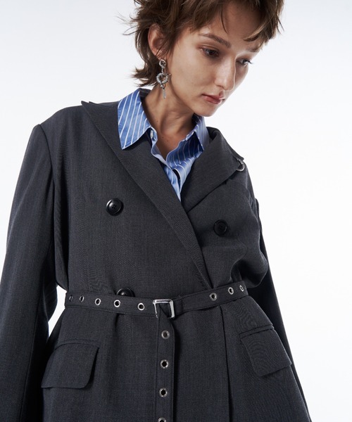 JOSE MOON（ジョゼムーン）の「BELTED TAILORED JACKET/ベルテッドテーラードジャケット（テーラードジャケット・レディース・ブラック/グレー・38/36）」の15枚目の写真