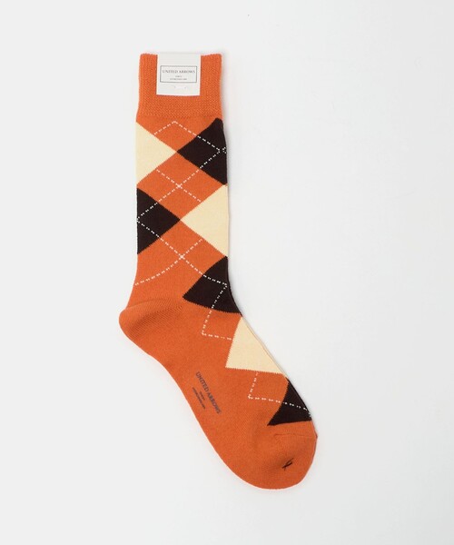 UNITED ARROWS（ユナイテッドアローズ）の「アーガイルソックス（ソックス/靴下・メンズ・オレンジ/オフホワイト/ネイビー/グレー系・FREE）」の4枚目の写真