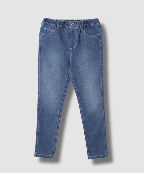NAVY(ネイビー)の「NAVY のびるモン デニムストレッチスキニーリブパンツ(デニムパンツ・キッズ・ネイビー/ブルー・120/160/150/140/130)」の2枚目の写真