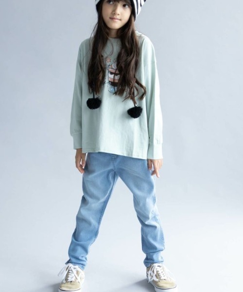 NAVY(ネイビー)の「NAVY のびるモン デニムストレッチスキニーリブパンツ(デニムパンツ・キッズ・ネイビー/ブルー・120/160/150/140/130)」の4枚目の写真