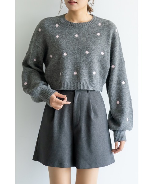 M.deux（エムドゥ）の「アルパカタッチフラワー刺繍プルオーバー（ニット/セーター・レディース・ネイビー/チャコールグレー・MEDIUM）」の7枚目の写真