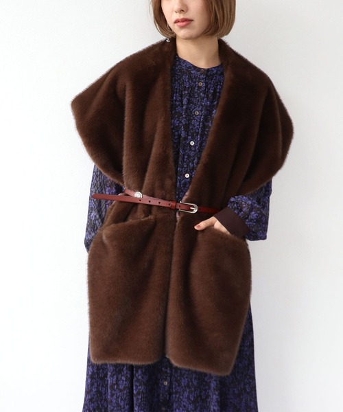 ファーストール【茶色】【ミンク】 セール】ミンクエコファーストール（ストール/ショール）｜Three Four