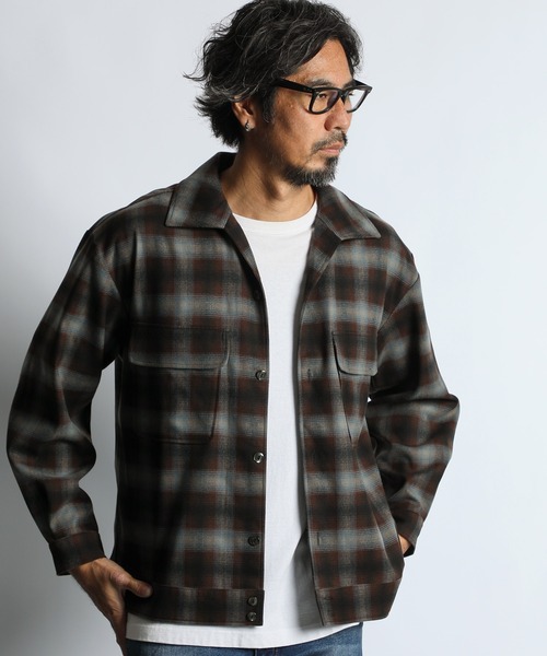 The DUFFER of ST.GEORGE（ザダファーオブセントジョージ）の「OMBRE CHECK OPEN COLLAR SHIRT：オンブレチェック オープンカラーシャツ 開襟シャツ（シャツ/ブラウス・メンズ・ブルー/グリーン・MEDIUM/X-LARGE/LARGE）」の2枚目の写真