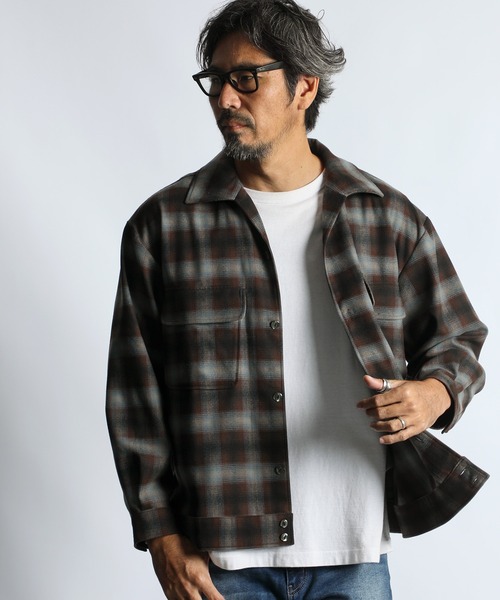 The DUFFER of ST.GEORGE（ザダファーオブセントジョージ）の「OMBRE CHECK OPEN COLLAR SHIRT：オンブレチェック オープンカラーシャツ 開襟シャツ（シャツ/ブラウス・メンズ・ブルー/グリーン・MEDIUM/X-LARGE/LARGE）」の5枚目の写真