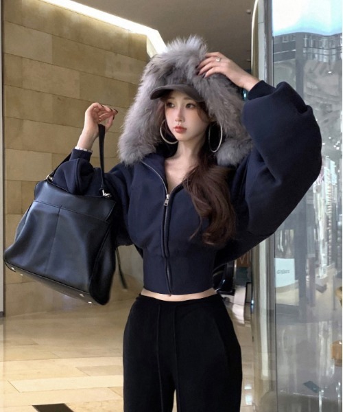 セール】Y2K エコファー ジップアップフーディ（パーカー）｜gossip