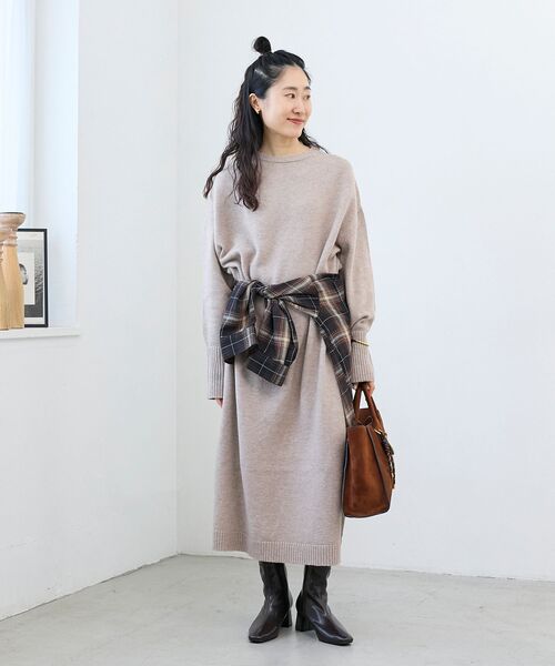 le.coeur blanc(ルクールブラン)の「ネックが選べるニットワンピース(ワンピース・レディース・ブラウン/ブラウン系その他2/ブラック系その他/ブラック/ベージュ/ベージュ系その他2・38)」の7枚目の写真