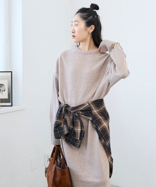le.coeur blanc(ルクールブラン)の「ネックが選べるニットワンピース(ワンピース・レディース・ブラウン/ブラウン系その他2/ブラック系その他/ブラック/ベージュ/ベージュ系その他2・38)」の12枚目の写真