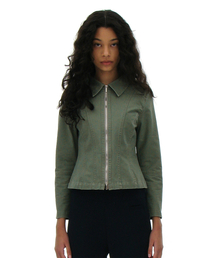 PARTIMENTO WOMEN（パルティメントウィメン）の「ウォッシュドコットンジップアップジャケット_ライトカーキ（その他アウター）」