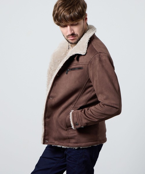 裏ボアムートン風スタンドブルゾン（ムートンコート）｜HIDEAWAYS