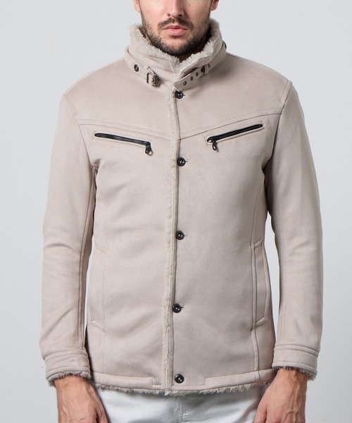 裏ボアムートン風スタンドブルゾン（ムートンコート）｜HIDEAWAYS